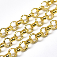 Aluminium Rolo Chains, Belcher Chain, with Spool, Unwelded, Golden, 8x2.5mm, about 65.61 Feet(20m)/roll(CHA-T001-15G)