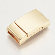 Alloy Magnetic Clasps with Glue-in Ends, Rectangle, Light Gold, 23x13x5mm, Half Hole: 2x10mm(PALLOY-R089-05KC)