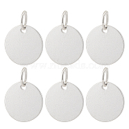 6Pcs 925 Sterling Silver Charms, Blank Flat Round, with Jump Rings, Silver, 8x0.6mm, Hole: 2mm(STER-BC0001-64)