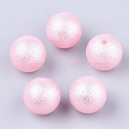 Acrylic Imitation Pearl Beads, Wrinkle/Textured, Round, Pink, 20x19mm, Hole: 2.5mm, about 110pcs/500g(OACR-T013-01A-08)