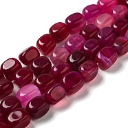 Natural Agate Beads Strands, Dyed & Heated, Cube, Dark Red, 11~12x8~9.5x8~9.5mm, Hole: 1.2mm, about 16pcs/strand, 7.48~7.72''(19~19.6cm)(G-H295-A01-01)