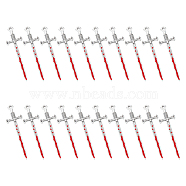 20Pcs Halloween Alloy Enamel Pendants, Antique Silver, Sword Charm, Red, 54.5x16x5mm, Hole: 2mm(FIND-UN0003-03)