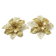 Plastic Glitter Artificial Flower, for Christmas Tree Decorations, Gold, 160~165x160~165x40mm(HJEW-R124-03)