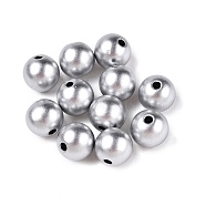 Matte Style Spray Painted Acrylic Beads, Round, Silver, 8x7.5mm, Hole: 1.8mm, about 1840pcs/500g(ACRP-S669-8mm-01-1)