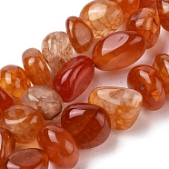 Natural Agate Beads Strands, Tumbled Stone, Dyed & Heated, Nuggets, Orange Red, 8~16x9~13x9~12mm, Hole: 1.4mm, about 36~42pcs/strand, 14.96 inch(38.0cm)(X-G-L560-M10)