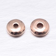 Real Rose Gold Plated Saucer 925 Sterling Silver Spacer Beads, 3x1.8mm, Hole: 1.2mm, about 333pcs/20g(STER-M103-01-3mm-RG)