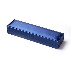 Plastic Jewelry Boxes, Covered with PU Leather, Rectangle, Blue, 22x5.7x3.4cm(LBOX-L004-E02)