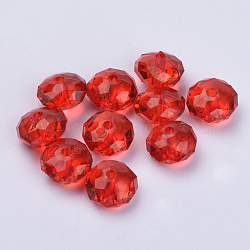 Transparent Acrylic Beads, Faceted, Rondelle, Red, 14.5x9.5mm, Hole: 2mm, about 409pcs/500g(TACR-Q258-14mm-V12)