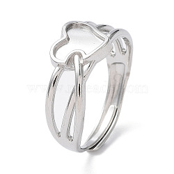 Non-Tarnish 304 Stainless Steel Hollow Heart Adjustable Rings, Stainless Steel Color, Inner Diameter: 18.4mm(RJEW-D006-22P)