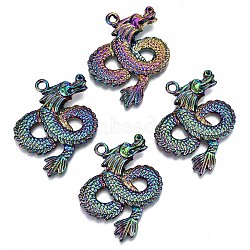 Alloy Pendants, Cadmium Free & Lead Free, Chinese Dragon, Rainbow Color, 41x42x7mm, Hole: 3mm(PALLOY-N156-024-RS)