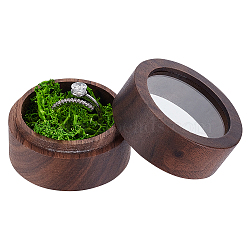 Column Wood Finger Ring Box, Clear Acrylic Window Jewelry Box for Rings Storage, with Plastic Imitation Moss Inside, Lime Green, 4.9x3.5cm(CON-WH0089-18)