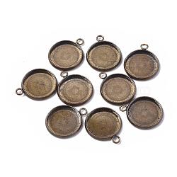 304 Stainless Steel Pendant Cabochon Settings, Plain Edge Bezel Cups, Flat Round, Antique Bronze, Tray: 10mm, 14.5x12x2mm, Hole: 2mm(STAS-E145-02C-AG)