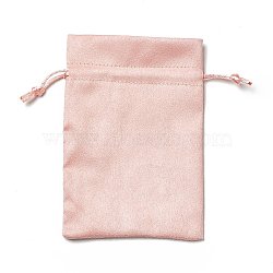 Velvet Cloth Drawstring Bags, Jewelry Bags, Christmas Party Wedding Candy Gift Bags, Rectangle, Light Coral, 15x10cm(X-TP-G001-01D-04)