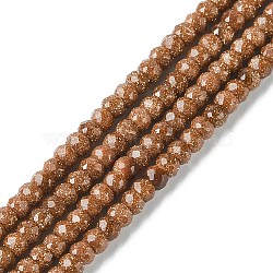 Synthetic Goldstone Beads Strands, Faceted, Rondelle, 3x2mm, Hole: 0.7mm, about 172pcs/strand, 14.96 inch(38cm)(G-F748-O01-01)