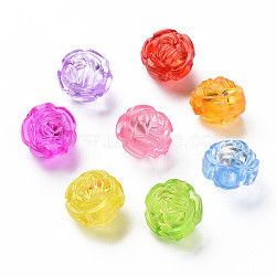 Transparent Acrylic Beads, Flower, Mixed Color, 11x10.5x9.5mm, Hole: 3mm(X-MACR-N013-012)