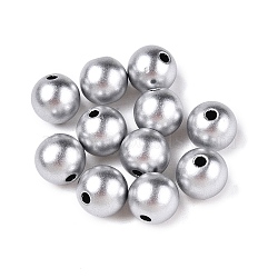 Matte Style Spray Painted Acrylic Beads, Round, Silver, 8x7.5mm, Hole: 1.8mm, about 1840pcs/500g(ACRP-S669-8mm-01-1)