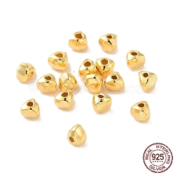 925 Sterling Silver Beads, Triangle, Golden, 3x3x2.5mm, Hole: 0.8mm, about 166Pcs/10g(STER-D035-04G)