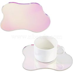 6Pcs Transparent Acrylic Cup Mats, Heart Pattern Coaster, Flat Round, Heart Pattern, 95x2mm(AJEW-FG0002-10B)