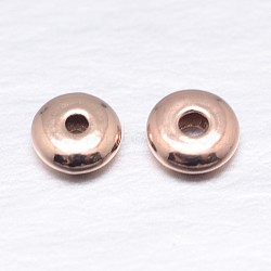 Real Rose Gold Plated Saucer 925 Sterling Silver Spacer Beads, 3x1.8mm, Hole: 1.2mm, about 333pcs/20g(STER-M103-01-3mm-RG)