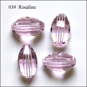 Imitation Austrian Crystal Beads, Grade AAA, Faceted, Oval, Pink, 8x11mm, Hole: 0.9~1mm