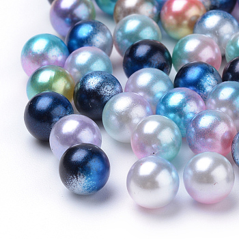 Rainbow Acrylic Imitation Pearl Beads, Gradient Mermaid Pearl Beads, No Hole, Round, Mixed Color, 5mm, about 5000pcs/bag