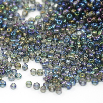 (Repacking Service Available) Round Glass Seed Beads, Transparent Colours Rainbow, Round, Dark Gray, 12/0, 2mm, about 12g/bag