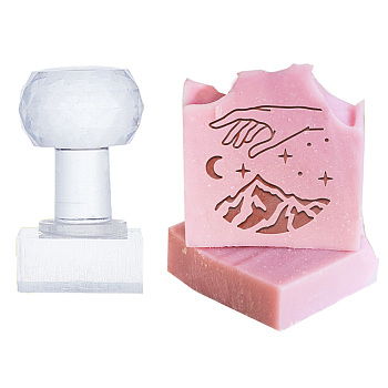 Clear Acrylic Soap Stamps with Big Handles, DIY Soap Molds Supplies, Mountain, 64x50x50mm, Pattern: 35x35mm