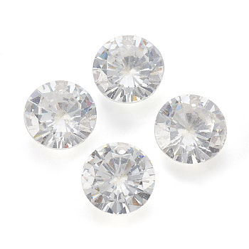 Cubic Zirconia Pointed Back Pendants, Faceted, Flat Round, Clear, 5mm, Hole: 1mm