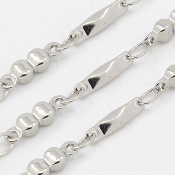 3.28 Feet 304 Stainless Steel Chains, Decorative Bar Link Chain, Soldered, Stainless Steel Color, 2.5x2mm