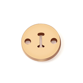 Brass Connector Charms, Laser Cut Flat Round Links with Letter Pattern, 14K Gold Filled, Letter.I, 6x0.8mm, Hole: 0.8mm
