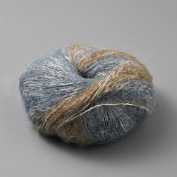 Segment Dyed Mohair Yarn, DIY Handmade Thread Sewing, Art Craft Tools, Steel Blue, 0.8~1mm