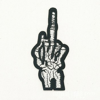 Computerized Embroidery Cloth Iron on/Sew on Patches, Costume Accessories, Skull Hand, White, 8.8x4.2cm