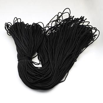 Polyester & Spandex Cord Ropes, 16-Ply, Black, 2mm, about 109.36 yards(100m)/bundle