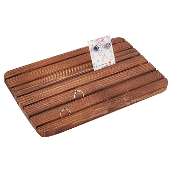 Wooden Slotted Display Stands, Card Holder, Rectangle, 6 Slots, for Wedding, Party, Camel, 275x170x16mm