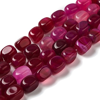 Natural Agate Beads Strands, Dyed & Heated, Cube, Dark Red, 11~12x8~9.5x8~9.5mm, Hole: 1.2mm, about 16pcs/strand, 7.48~7.72''(19~19.6cm)