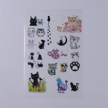 Filler Stickers(No Adhesive on the back), for UV Resin, Epoxy Resin Jewelry Craft Making, Cat Pattern, 150x100x0.1mm