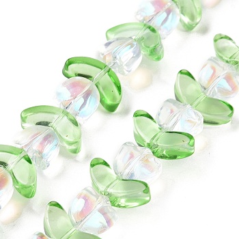 Electroplate Transparent Glass Beads Strands, Tulip, Clear AB, 6.5~9x9~14x4~5.5mm, Hole: 1mm, about 29pcs/strand, 15.71''(39.9cm)