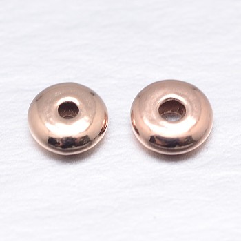 Real Rose Gold Plated Saucer 925 Sterling Silver Spacer Beads, 3x1.8mm, Hole: 1.2mm, about 333pcs/20g