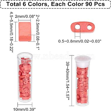 nbeads 540Stk. 6 Farben 2-Loch-Glas-Rocailles(SEED-NB0001-45)-3