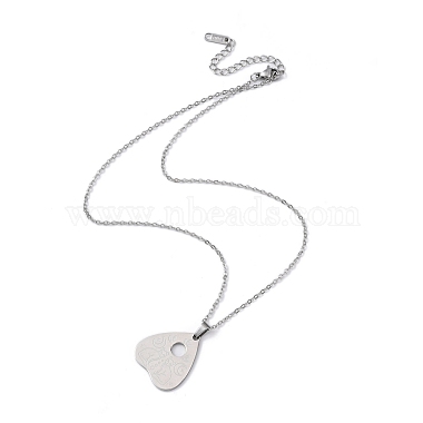 Hollow Heart 304 Stainless Steel Pendant Necklaces(NJEW-C033-01A-P)-2