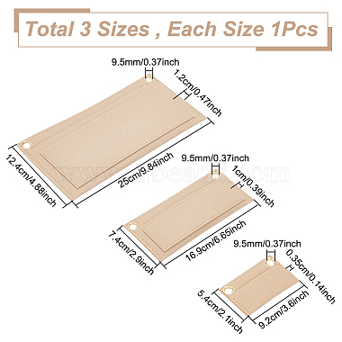 wadonn 3pcs 3 スタイルのウール フェルト ハンドバッグ オーガナイザー インサート(FIND-WR0001-57B)-2