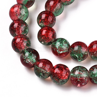 Two-Tone Crackle Baking Painted Transparent Glass Beads Strands(X-CCG-T004-8mm-06)-2