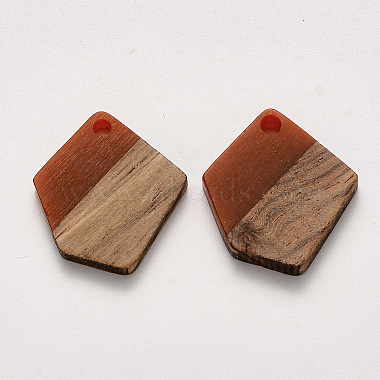 Brown Polygon Resin+Wood Pendants
