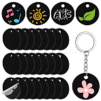 Opaque Acrylic Pendants, Flat Round Charm, Black, 40x2mm, Hole: 4mm(SACR-WH0006-32B-02)