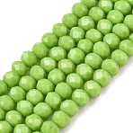 Opaque Solid Color Imitation Jade Glass Beads Strands, Faceted, Rondelle, Yellow Green, 3.5~3.8x3mm, Hole: 0.8~1mm, about 105~110pcs/strand, 29~31cm(EGLA-A044-P3mm-D30)