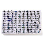 100Pcs Adjustable Mood Ring, Temperature Change Color Emotion Feeling Alloy Band Rings for Women, Mixed Shapes, Platinum, US Size 7 1/4(17.5mm)(RJEW-B029-05)