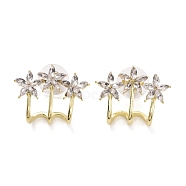Crystal Rhinestone Triple Trees Stud Earrings, Alloy Stud Earrings for Women, Light Gold, 19x24x8mm, Pin: 1mm(EJEW-C006-05)