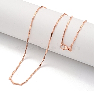 Triangle Brass Link Chain Necklaces for Women, Rose Gold, 17.72 inch(450mm)(NJEW-G084-06RG)