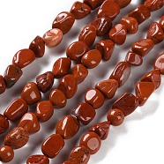 Natural Red Jasper Beads Strands, Nuggets, Tumbled Stone, 4.5~11.5x3~7x3.5~6mm, Hole: 1.2mm, about 48~68pcs/strand, 15.35~15.94''(39~40.5cm)(G-P497-01C-54)