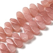 Synthetic Strawberry Quartz Beads Strands, Dyed & Heated, Teardrop, Top Drilled, 9~10x5~5.5x3.5~4mm, Hole: 0.7mm, about 40~48pcs/strand, 7.09~7.28''(18~18.5cm).(G-B064-B51)